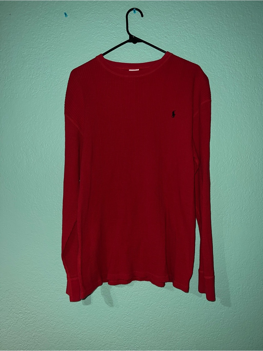 Ralph Lauren Red Waffle-Knit Thermal Shirt